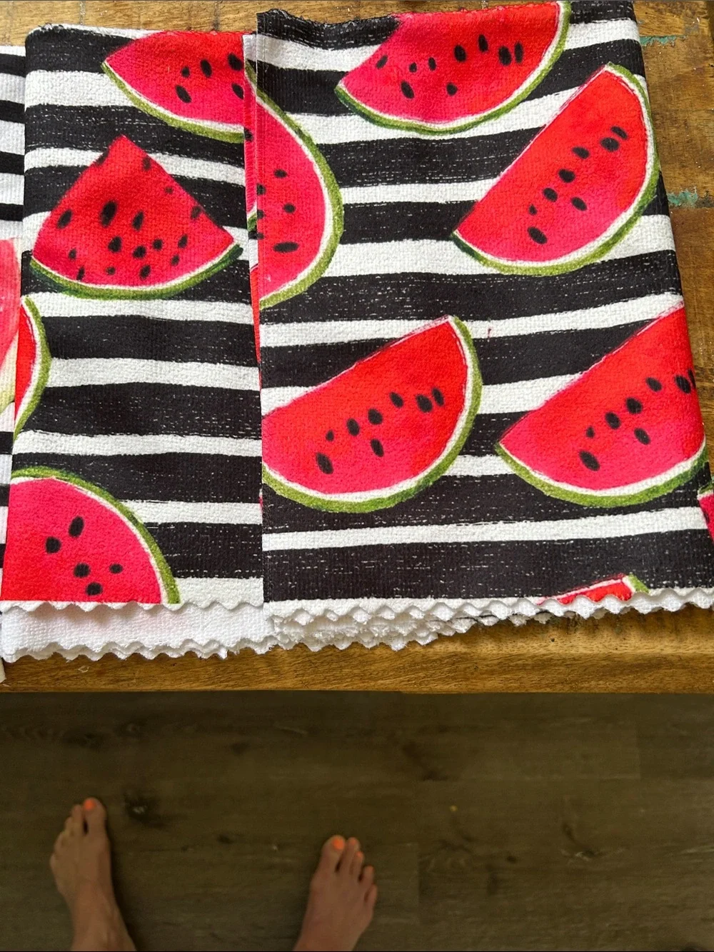 Watermelon Stripe Kitchen Tea Towels - Set of 5 NWOT